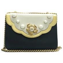 Load image into Gallery viewer, GUCCI Peony Pearly Leather Shoulder Bag Black
