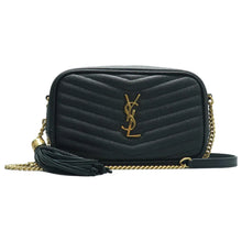 Load image into Gallery viewer, Yves Saint Laurent Lou Mini Chevron Leather Camera Crossbody Bag Black
