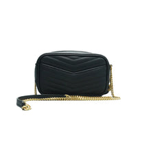 Load image into Gallery viewer, Yves Saint Laurent Lou Mini Chevron Leather Camera Crossbody Bag Black
