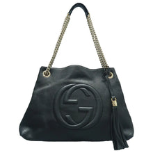 Load image into Gallery viewer, Gucci  Soho Medium Pebbled Leather Shoulder Bag Black
