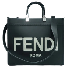 Load image into Gallery viewer, FENDI Sunshine Leather Satchel Bag Black
