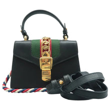 Load image into Gallery viewer, Gucci  Sylvie Calfskin Mini Top Handle Bag Black
