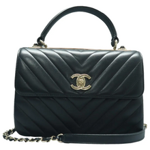 Load image into Gallery viewer, CHANEL Trendy CC Top Handle Leather Satchel Bag Black
