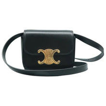 Load image into Gallery viewer, CELINE Triomphe Shiny Calfskin Leather Shoulder Bag Black
