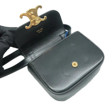 Load image into Gallery viewer, CELINE Triomphe Shiny Calfskin Leather Shoulder Bag Black
