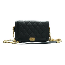 Load image into Gallery viewer, Chanel Wallet On Chain Boy Half Flap Leather Shoulder Bag Black
