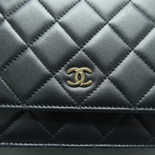 Load image into Gallery viewer, Chanel Wallet On Chain Leather Shoulder Bag Black
