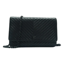 Load image into Gallery viewer, CHANEL Wallet On Chain Leather Shoulder Bag Black
