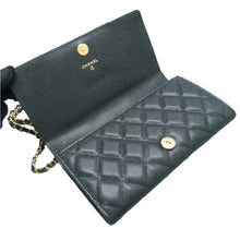 Load image into Gallery viewer, CHANEL Quilted Leather WOC Wallet On Chain Crossbody Bag Black
