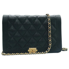 Load image into Gallery viewer, CHANEL CF Wallet on Chain Quilted Leather Shoulder Bag Black
