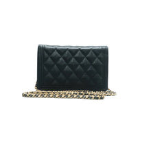 Load image into Gallery viewer, CHANEL CF Wallet on Chain Quilted Leather Shoulder Bag Black
