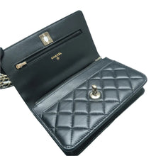 Load image into Gallery viewer, CHANEL Wallet on Chain Quilted Leather Satchel Bag Black
