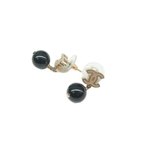 Load image into Gallery viewer, Chanel  Pearl Bead Mini CC Drop Earrings Black
