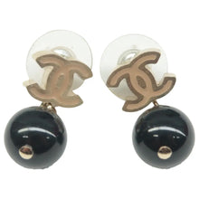 Load image into Gallery viewer, Chanel  Pearl Bead Mini CC Drop Earrings Black
