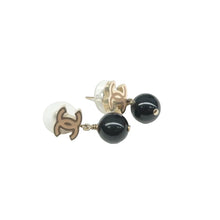 Load image into Gallery viewer, Chanel  Pearl Bead Mini CC Drop Earrings Black
