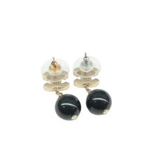 Load image into Gallery viewer, Chanel  Pearl Bead Mini CC Drop Earrings Black
