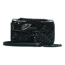 Load image into Gallery viewer, GUCCI GG Marmont Patent Leather Shoulder Bag Black
