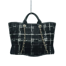 Load image into Gallery viewer, CHANEL Deauville Tweed Satchel Bag Black
