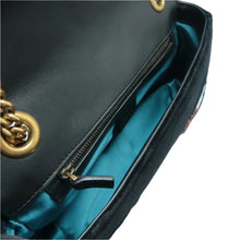 Load image into Gallery viewer, Gucci GG Marmont Velvet Matelasse Crystal Sequin Heart Embroidered Shoulder Bag Black

