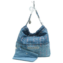 Load image into Gallery viewer, Chanel Chanel 22 Denim Sequin Shoulder Bag Blue
