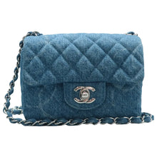 Load image into Gallery viewer, Chanel Square Flap Denim Jeans Shoulder Bag Blue
