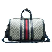 Load image into Gallery viewer, Gucci Web Medium Ophidia GG Supreme Monogram Textured Dollar Calfskin Duffle Bag Beige
