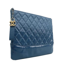 Load image into Gallery viewer, CHANEL Gabrielle Goatskin Quilted Cosmetic Case Blue
