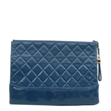 Load image into Gallery viewer, CHANEL Gabrielle Goatskin Quilted Cosmetic Case Blue
