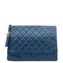 Load image into Gallery viewer, CHANEL Gabrielle Goatskin Quilted Cosmetic Case Blue
