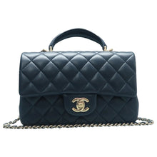 Load image into Gallery viewer, Chanel Rectangular Flap Lambskin Quilted Mini Top Handle Shoulder Bag Navy Blue
