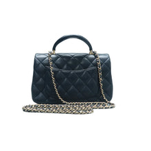 Load image into Gallery viewer, Chanel Rectangular Flap Lambskin Quilted Mini Top Handle Shoulder Bag Navy Blue
