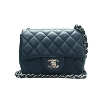 Load image into Gallery viewer, CHANEL Classic Flap Quilted Leather Shoulder Bag Blue
