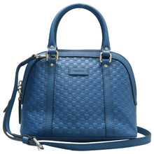 Load image into Gallery viewer, GUCCI Dome GG Leather Satchel Bag Blue
