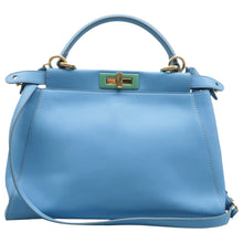 Load image into Gallery viewer, Fendi  Peekaboo Iconic Leather Satchel Bag Blue
