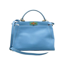 Load image into Gallery viewer, Fendi  Peekaboo Iconic Leather Satchel Bag Blue
