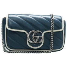 Load image into Gallery viewer, Gucci GG Marmont Vintage Effect Calfskin Matelasse Shoulder Bag Blue
