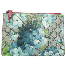 Load image into Gallery viewer, Gucci Blooms Large Cosmetic Case GG Supreme Monogram Clutch Blue
