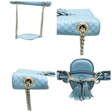 Load image into Gallery viewer, Gucci Emily Medium GG Guccissima Patent Leather Chain Shoulder Bag Blue
