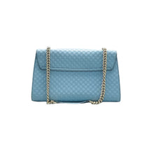 Load image into Gallery viewer, Gucci Emily Medium GG Guccissima Patent Leather Chain Shoulder Bag Blue
