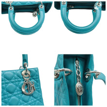 Load image into Gallery viewer, Christian Dior Lady Dior Leather Satchel Bag Blue
