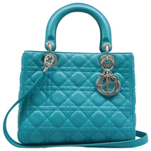 Load image into Gallery viewer, Christian Dior Lady Dior Leather Satchel Bag Blue
