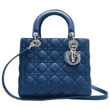 Load image into Gallery viewer, Christian Dior Lady Dior Leather Satchel Bag Blue
