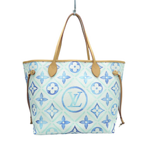 Load image into Gallery viewer, Louis Vuitton Neverfull MM W/P Monogram Canvas Shoulder Bag Blue
