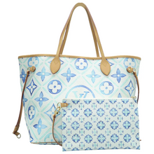 Load image into Gallery viewer, Louis Vuitton Neverfull MM W/P Monogram Canvas Shoulder Bag Blue
