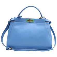 Load image into Gallery viewer, Fendi Peekaboo Iconic Leather Satchel Bag Blue
