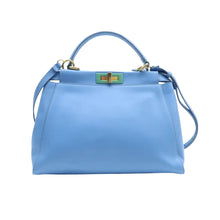 Load image into Gallery viewer, Fendi Peekaboo Iconic Leather Satchel Bag Blue
