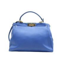 Load image into Gallery viewer, Fendi Peekaboo Iseeu Leather Shoulder Bag Blue
