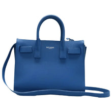 Load image into Gallery viewer, SAINT LAURENT Sac de Jour Leather Satchel Bag Blue
