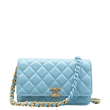 Load image into Gallery viewer, CHANEL Wallet On Chain Quilted Leather Shoulder Bag Blue
