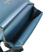 Load image into Gallery viewer, CHANEL Quilted Leather WOC Wallet On Chain Crossbody Bag Blue
